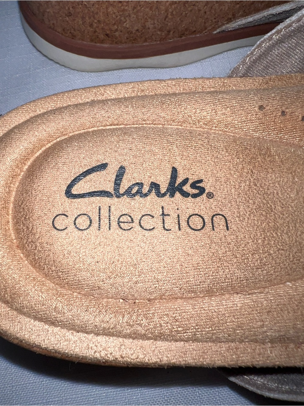 Clarks Beige Floral Cross-Strap Cork Bottom Resortwear Casual Comfort Sandals 9 - Picture 5 of 13